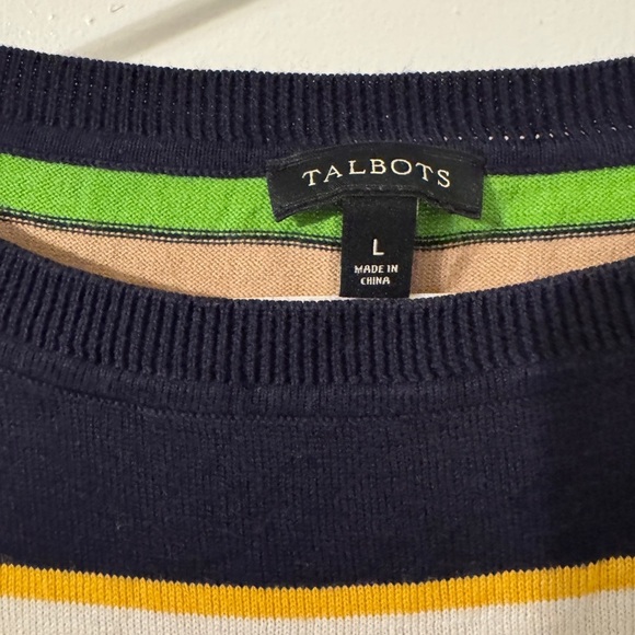 Women Talbots Sweater Stripped top Sz large - Picture 4 of 5